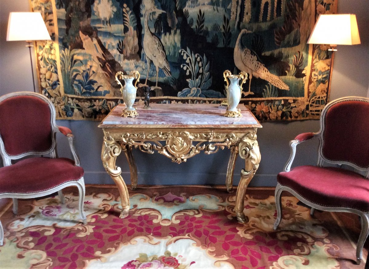 Table Ou Console De Milieu En Bois Doré Et Sculpté – Epoque Régence-photo-5