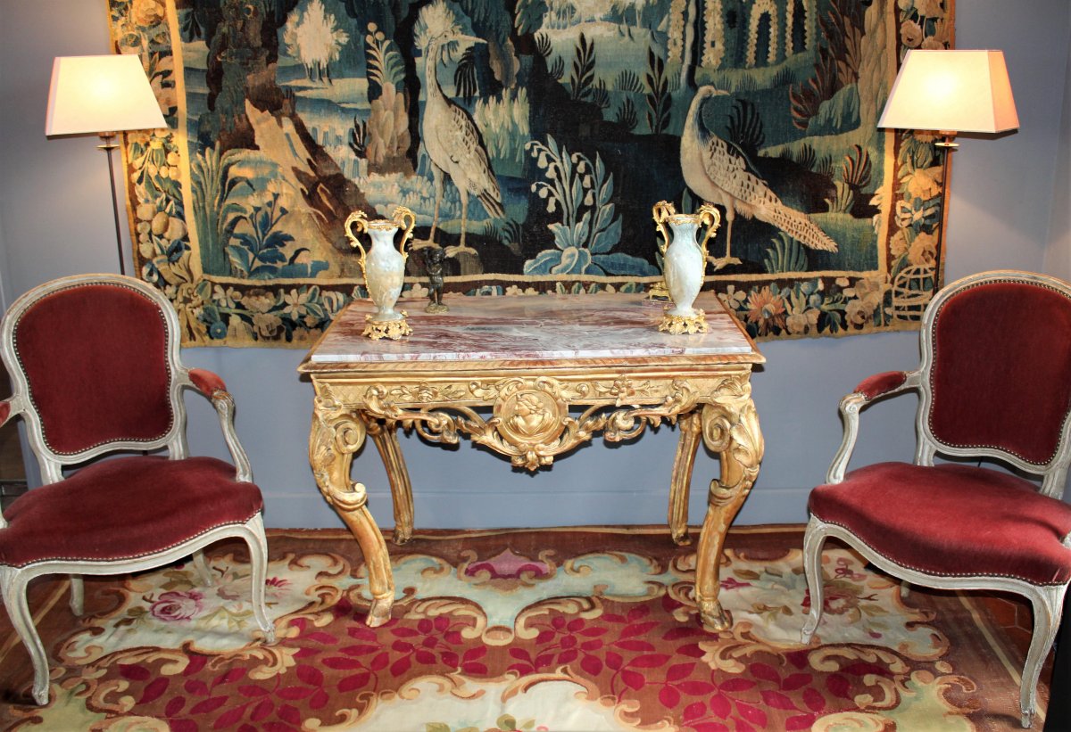 Table Ou Console De Milieu En Bois Doré Et Sculpté – Epoque Régence-photo-7