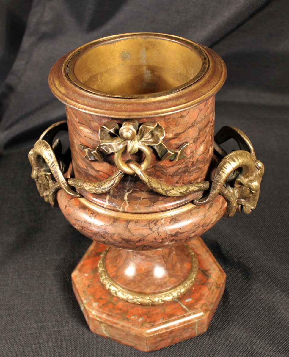 -  Vase Medicis En Marbre Et Bronze Patiné - XIXème Siècle-photo-2