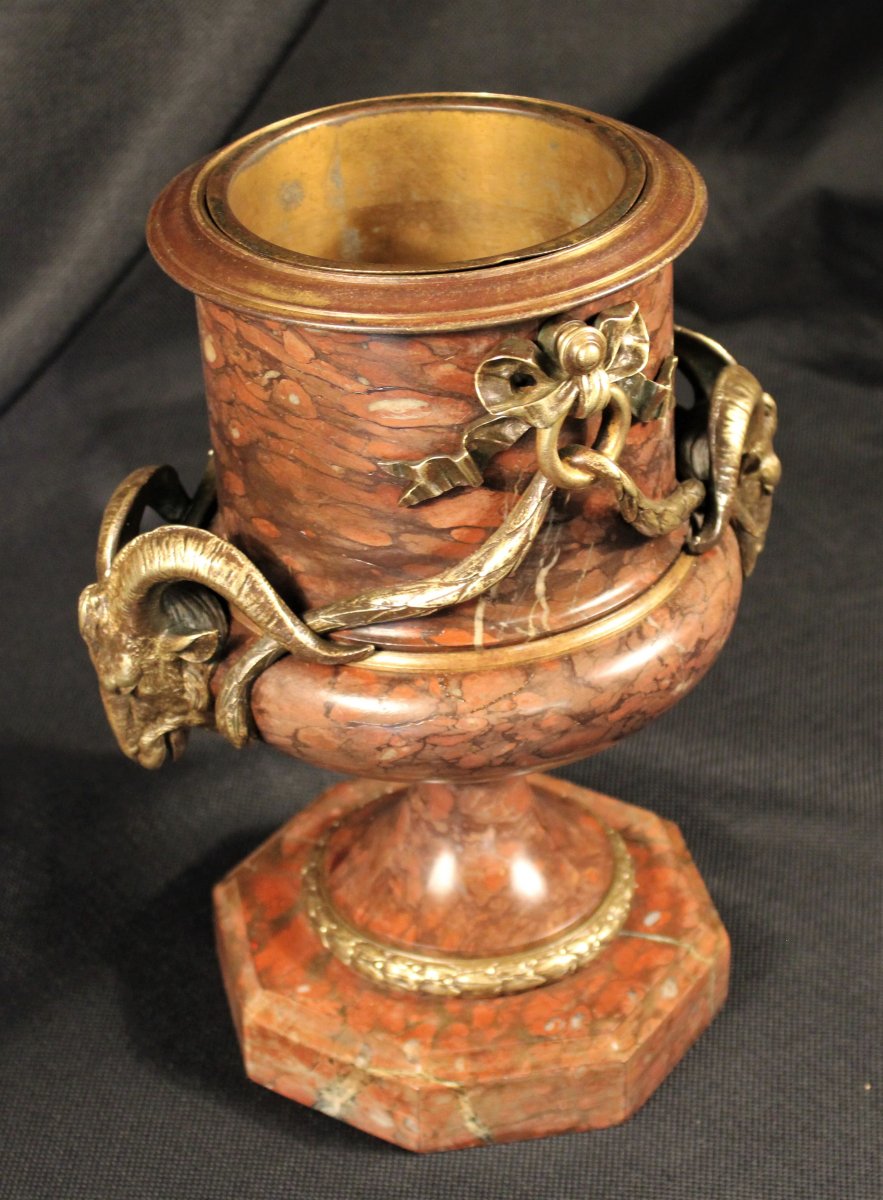 -  Vase Medicis En Marbre Et Bronze Patiné - XIXème Siècle-photo-3