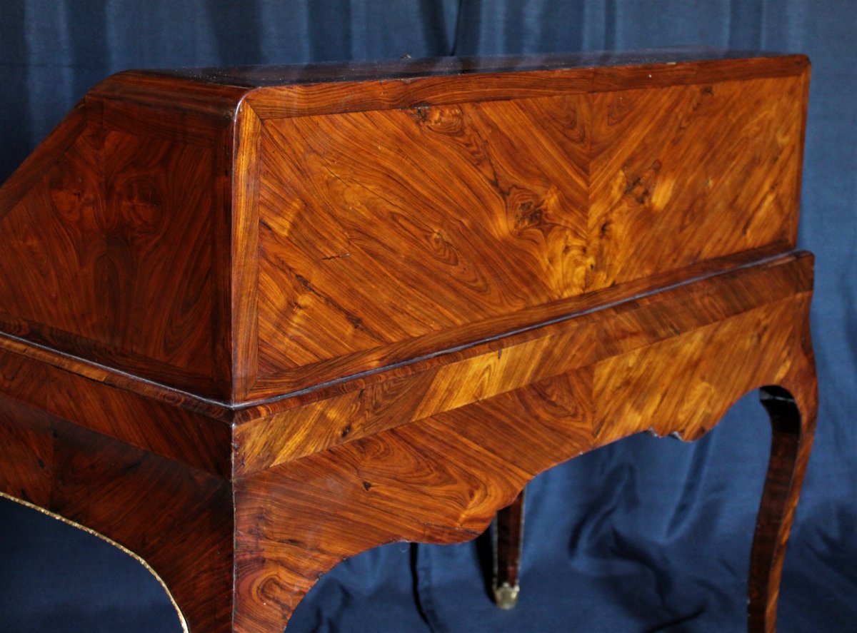 Double Estampille "MIGEON - HEDOUIN" - Bureau A Pente dit Dos d'Âne -  Louis XV-photo-1