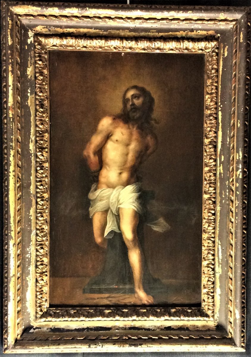 Abraham Van DIEPENBEECK - Le Christ aux Liens - Huile sur panneau - XVIIème-photo-3