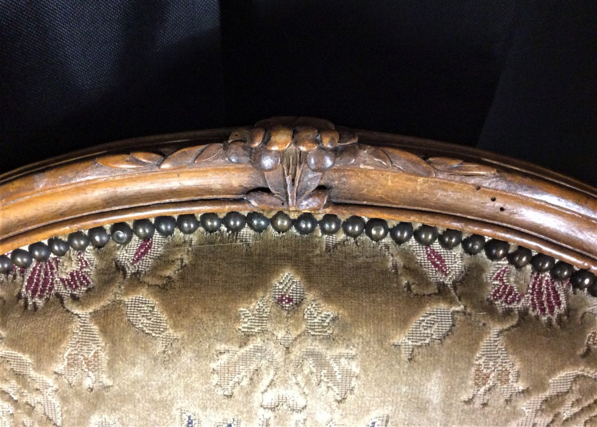 Estampillée "L. MAYEUX" - Large Bergère A Dossier Plat - Epoque Louis XV-photo-4