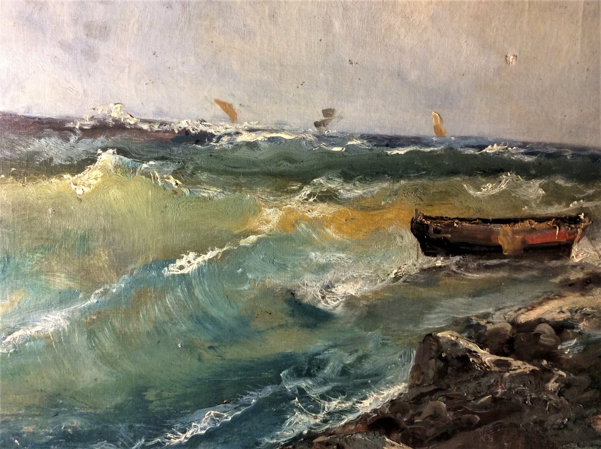  Emile Godchaux - Marine - Oil On Canvas-photo-4