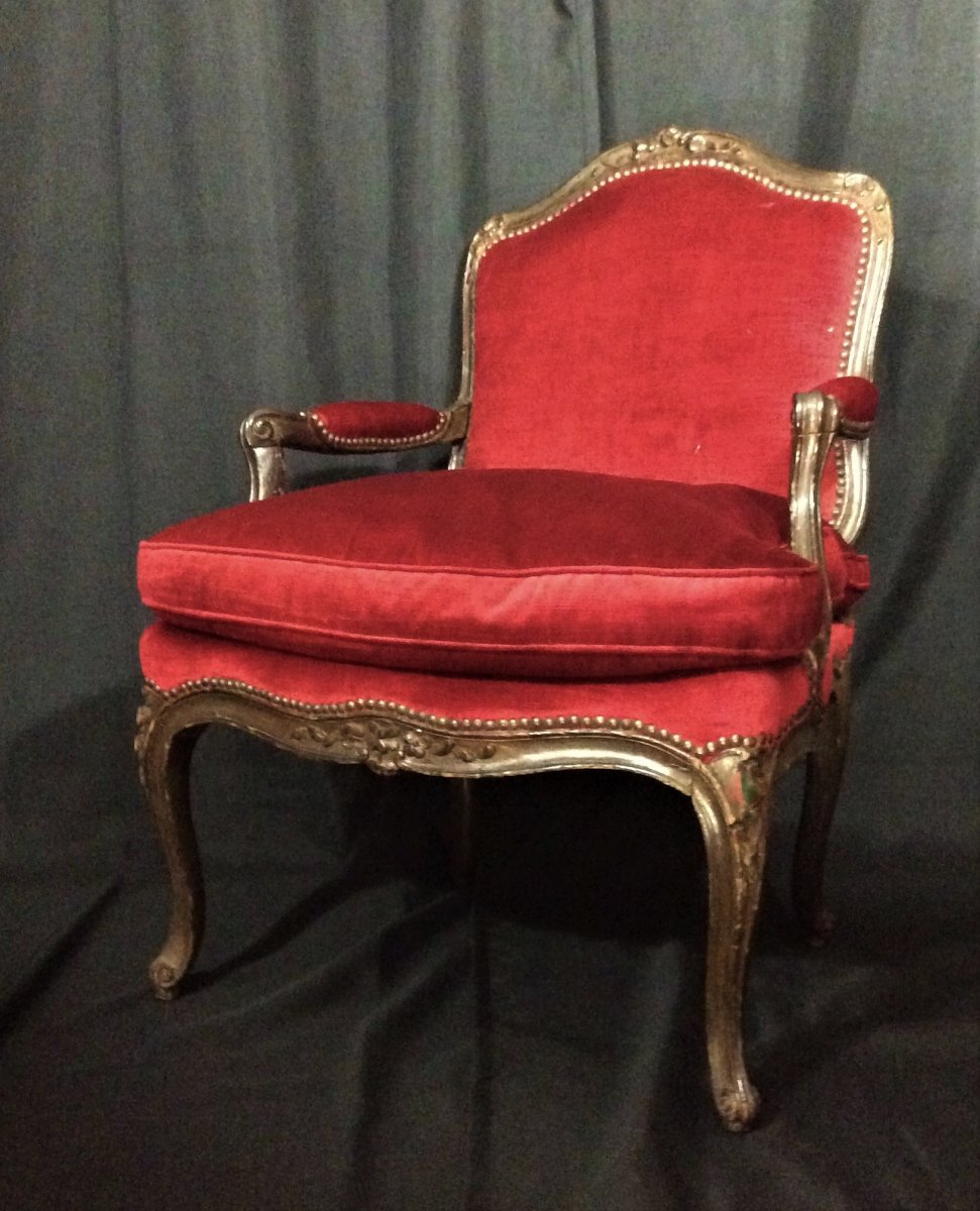 Stamped 'm. Cresson" - Pair Of Armchairs With Flat Backs - Louis XV Period-photo-3