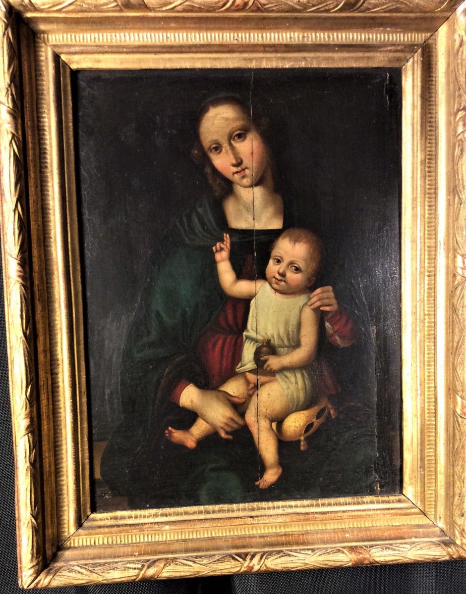 The Perugino (follower) - Madonna And Child - Oil On Panel - End Of The 15th Century-photo-3