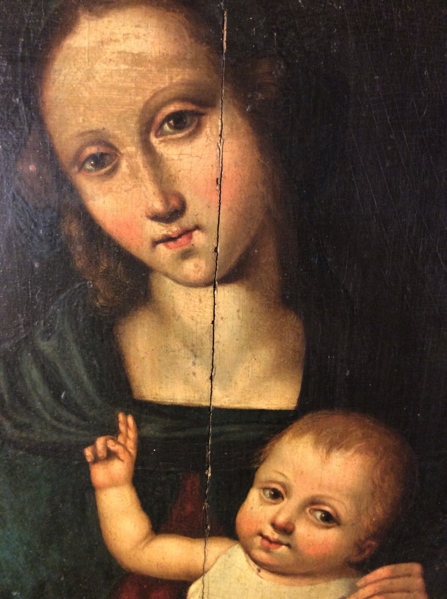 The Perugino (follower) - Madonna And Child - Oil On Panel - End Of The 15th Century-photo-4