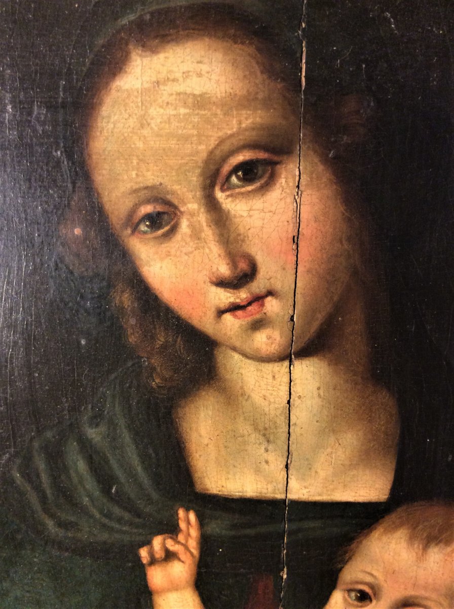 The Perugino (follower) - Madonna And Child - Oil On Panel - End Of The 15th Century-photo-1