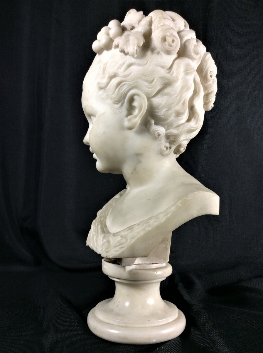  Remise 25\%  -  Beau Buste De Jeune Fille En Marbre Blanc - 19ème Siècle-photo-4