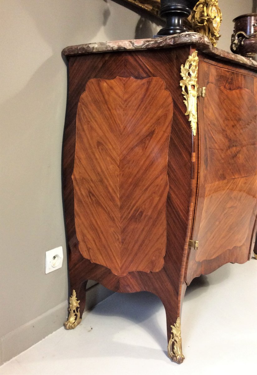Attributed To Joubert - Exceptional Curved Commode With Doors - Louis XV Period-photo-3