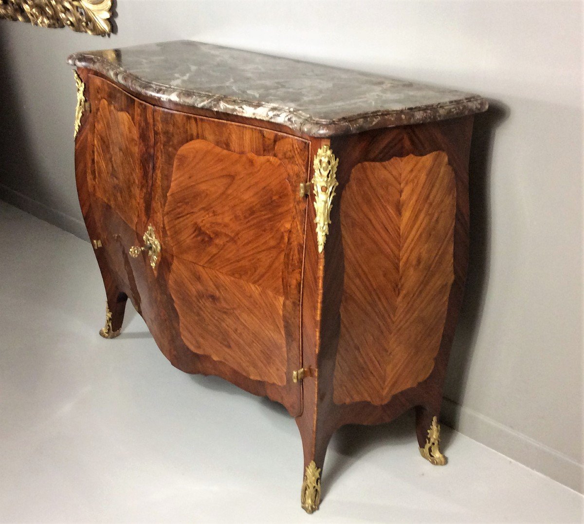 Attributed To Joubert - Exceptional Curved Commode With Doors - Louis XV Period-photo-4