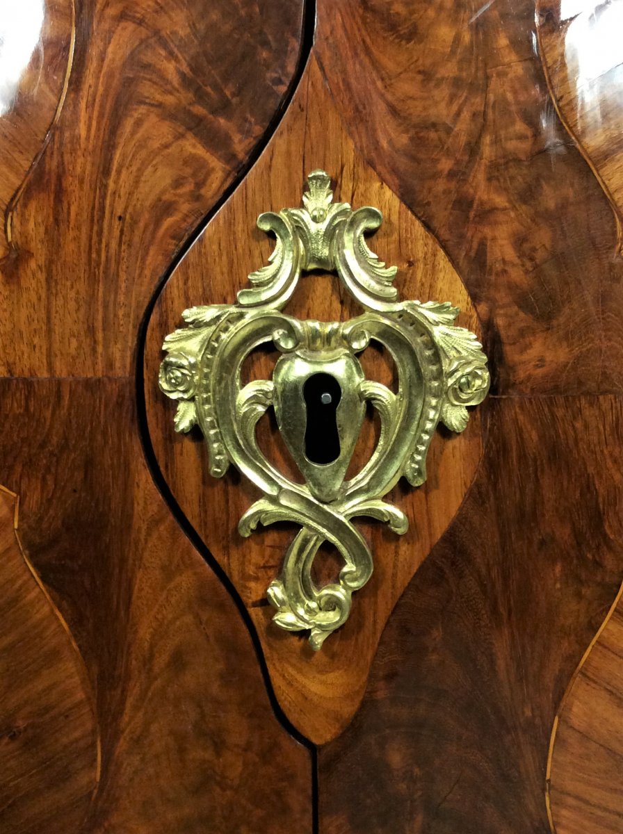 Attributed To Joubert - Exceptional Curved Commode With Doors - Louis XV Period-photo-5