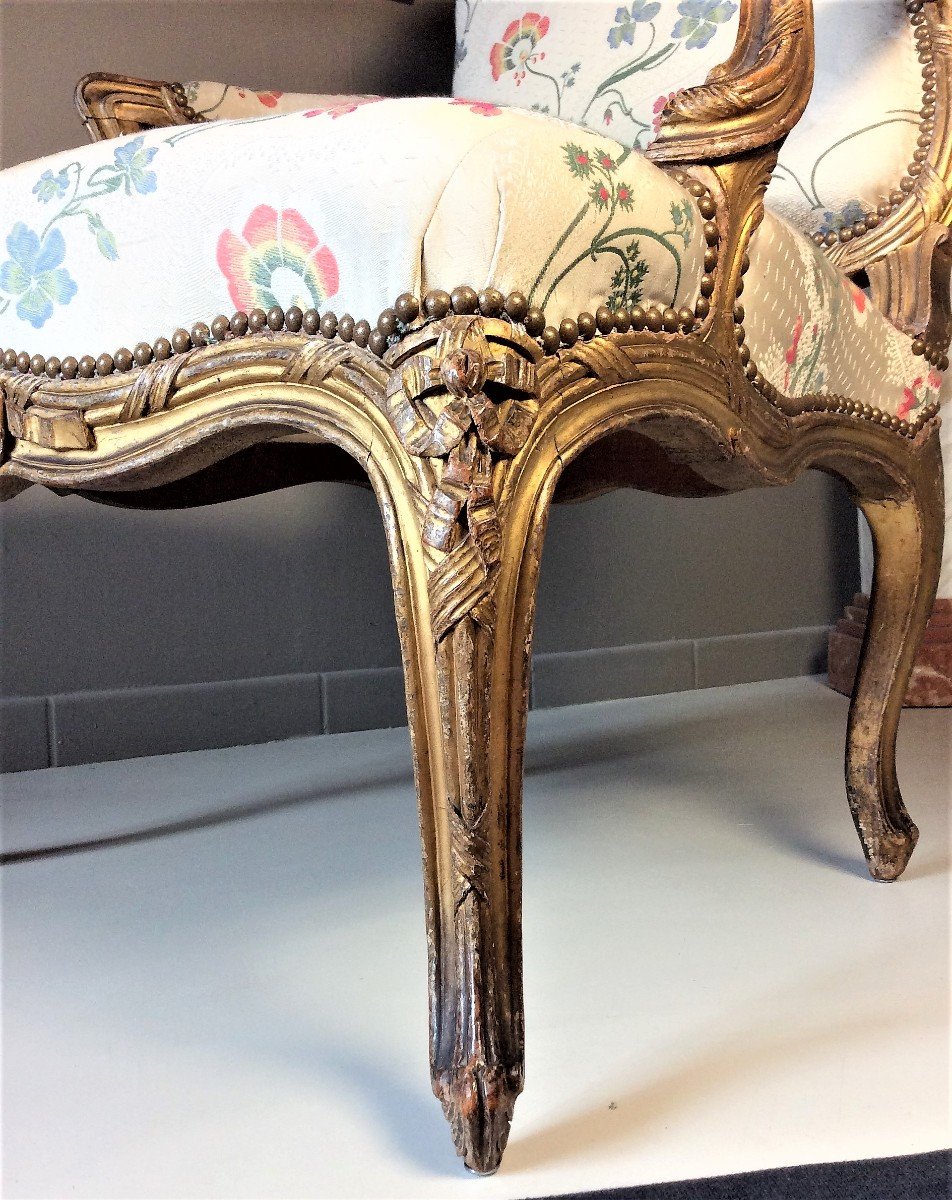 Stamped "nogaret A Lyon", Magnificent Armchair Said To The Queen - Louis XV Period-photo-4