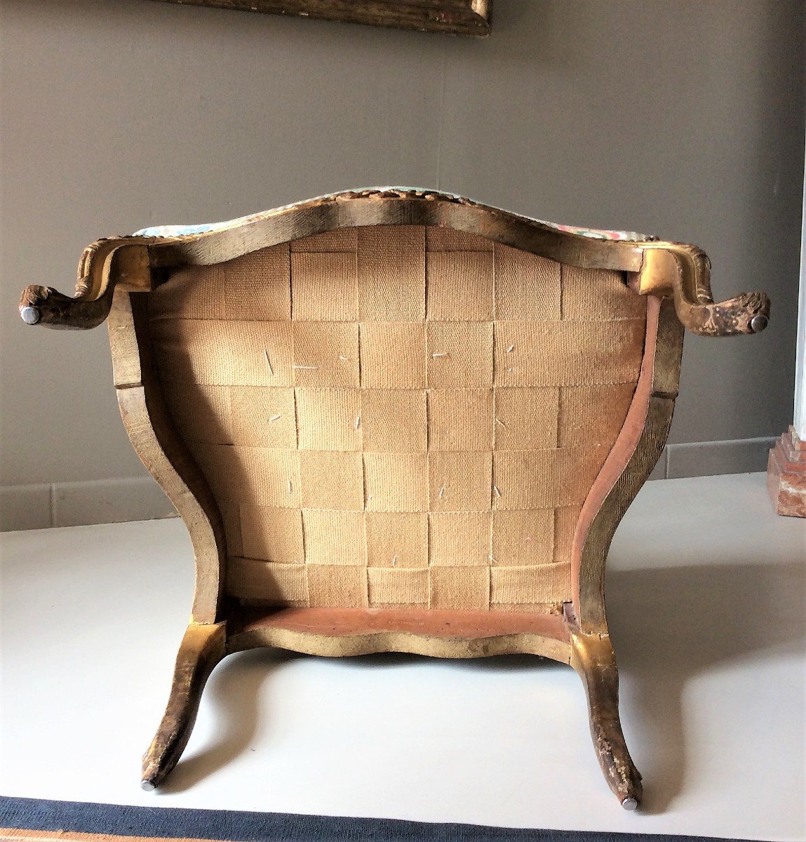 Stamped "nogaret A Lyon", Magnificent Armchair Said To The Queen - Louis XV Period-photo-6