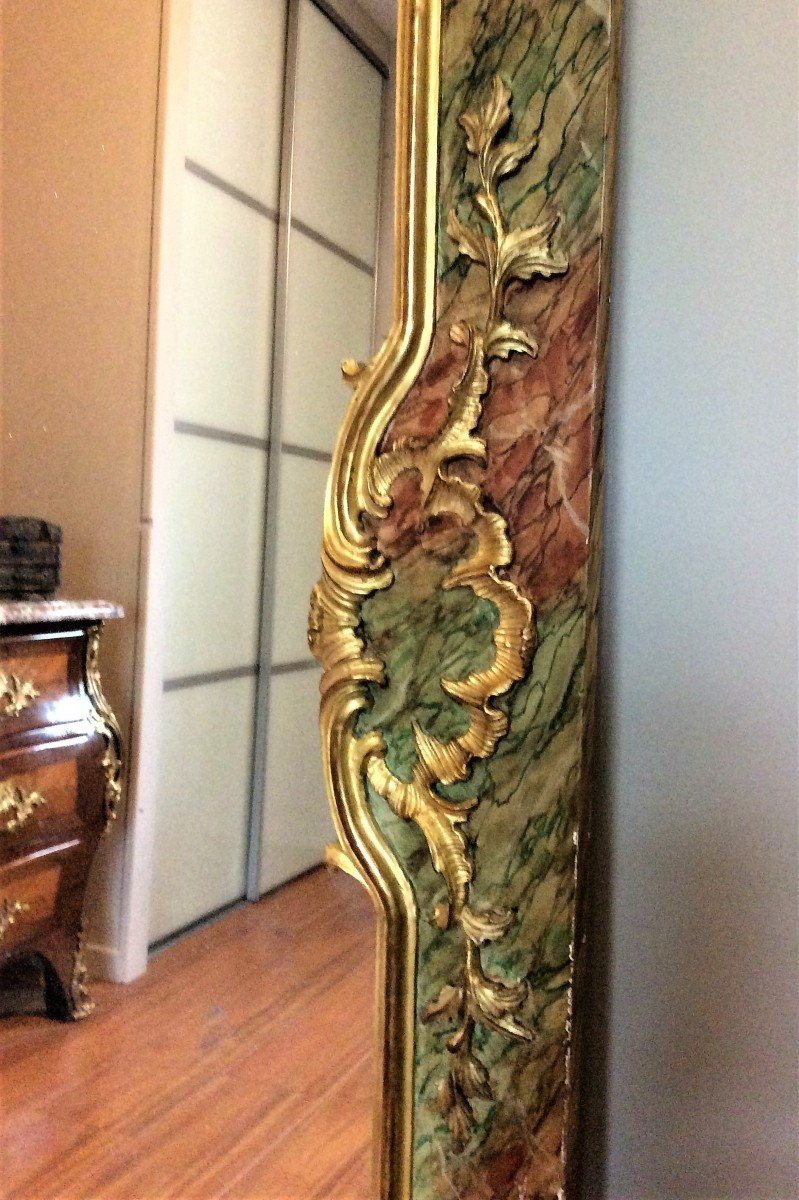 Important Woodwork Mirror In Carved And Gilded Wood - Early XIXth Century-photo-3