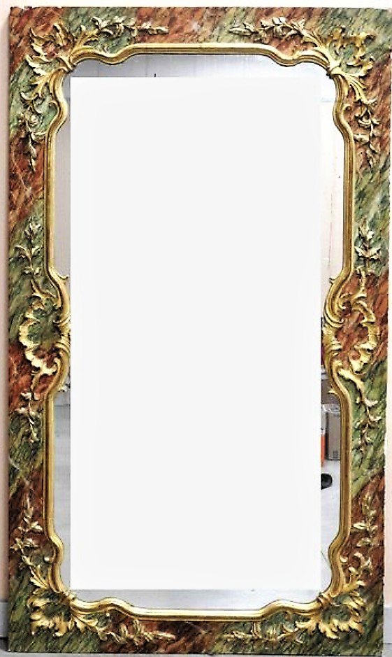  Important Miroir De Boiserie En Bois Sculpté Et Doré - Début XIXème Siècle-photo-2