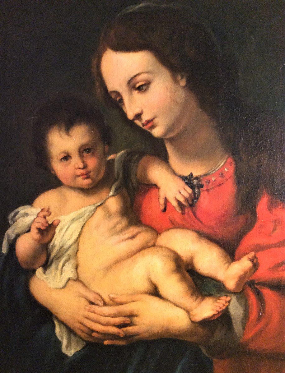 "antoine Van Dyck" - Virgin And Child - Oil On Canvas - 17th Century School-photo-2