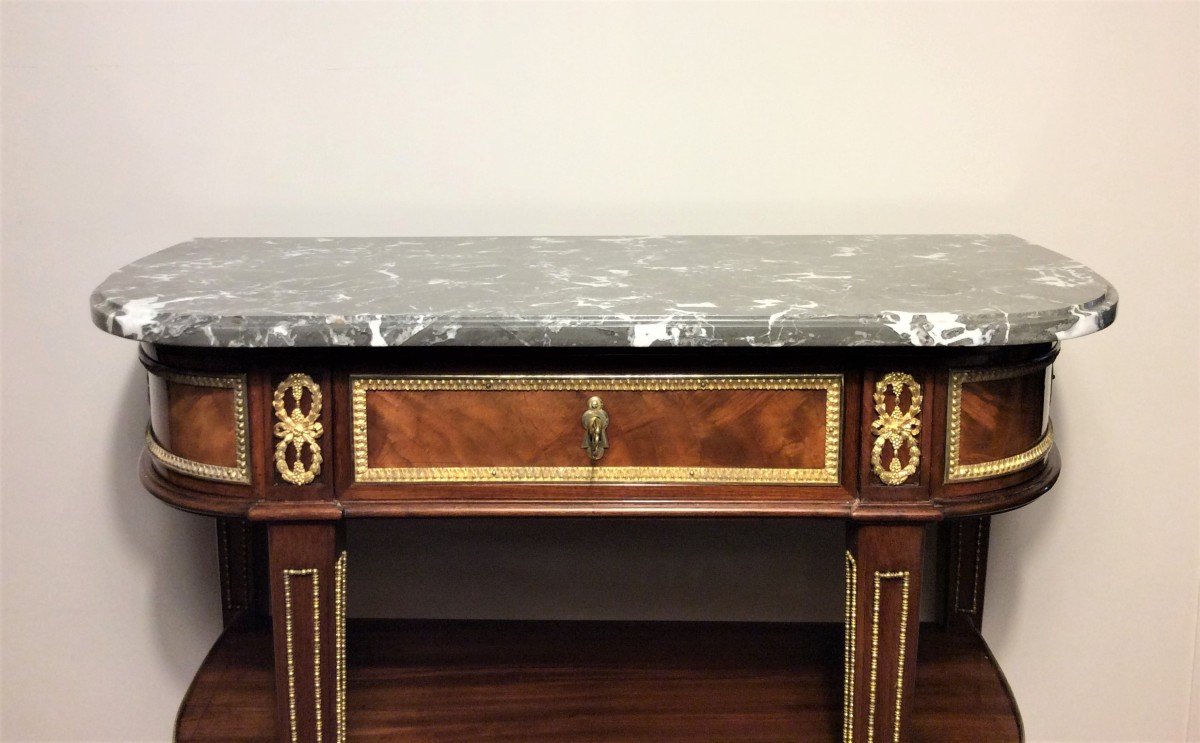 "stamped F. I. Papst" - Splendid Oblong Mahogany Console - Louis XVI Period - 18th C-photo-3