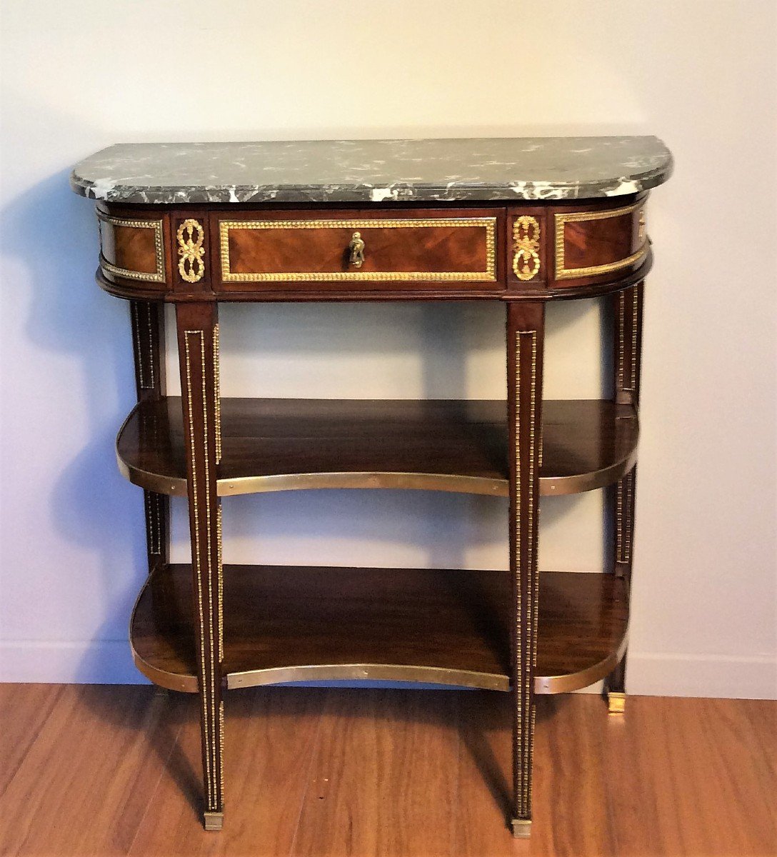 "stamped F. I. Papst" - Splendid Oblong Mahogany Console - Louis XVI Period - 18th C-photo-6