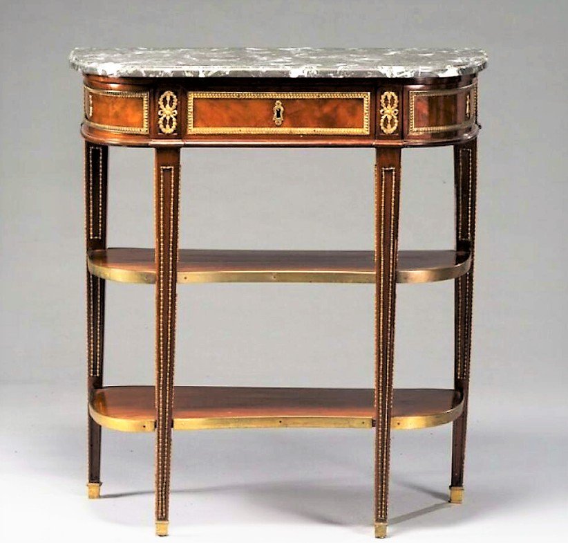 "stamped F. I. Papst" - Splendid Oblong Mahogany Console - Louis XVI Period - 18th C