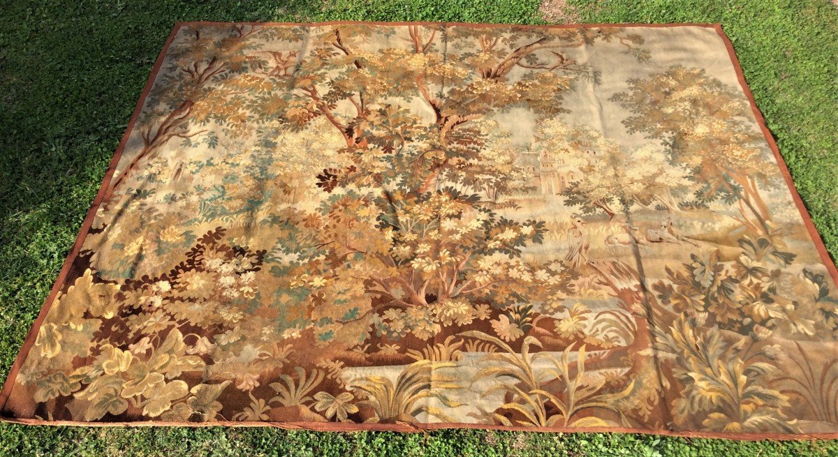 25% Discount  - Aubusson Tapestry Panel In Wool And Silk - France - XIXth -photo-2
