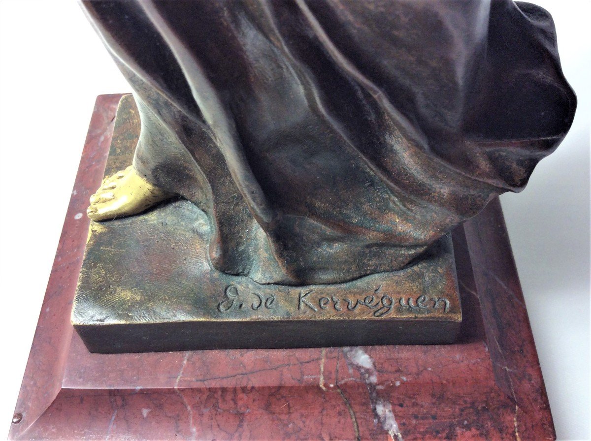 25% Discount  -   De Kerveguen - Statuette Gilt Bronze And Patinated Bronze - XIXth-photo-5