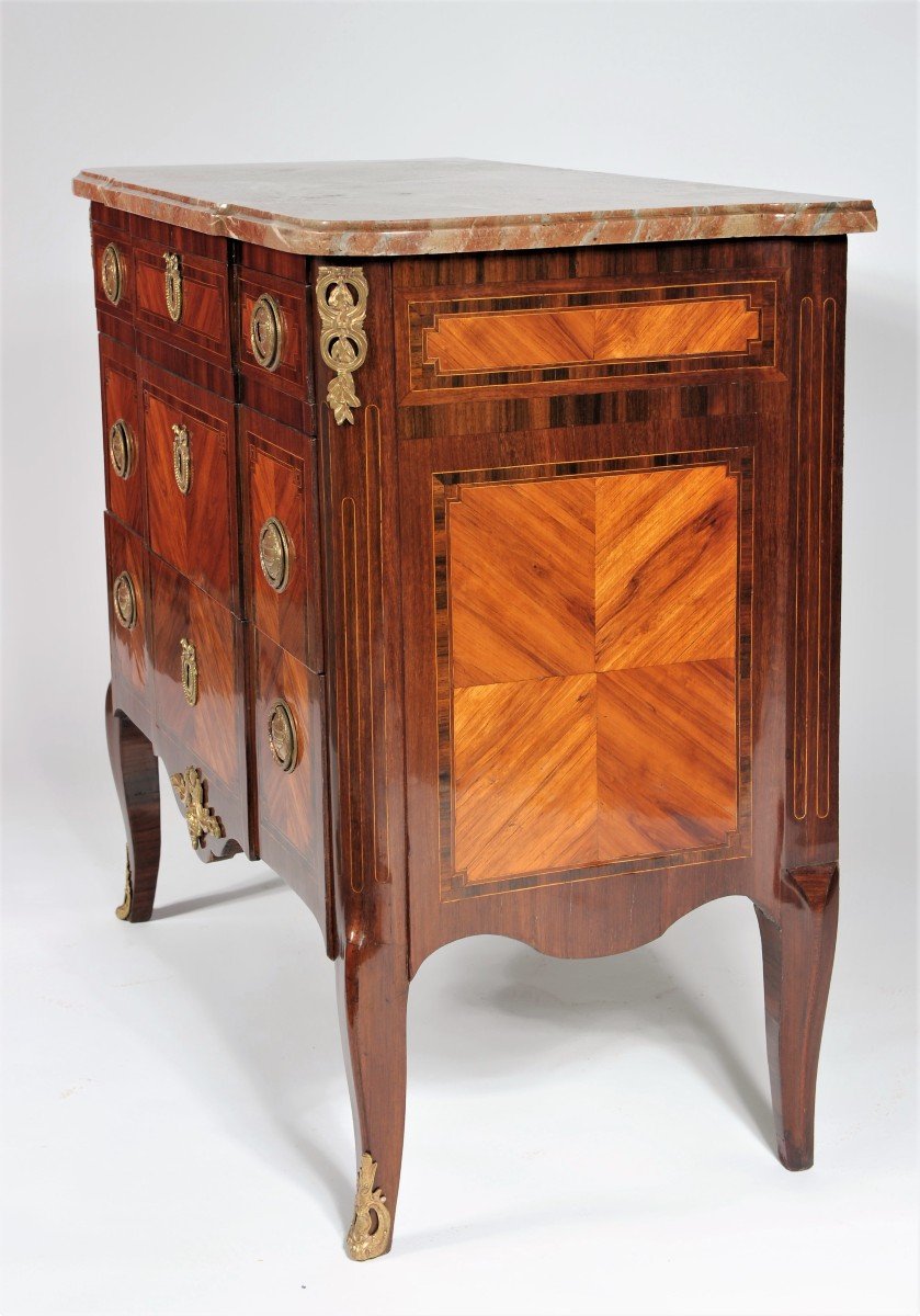 Stamped P. Denizot - Elegant Transition Commode In Rosewood - XVIII Century-photo-3