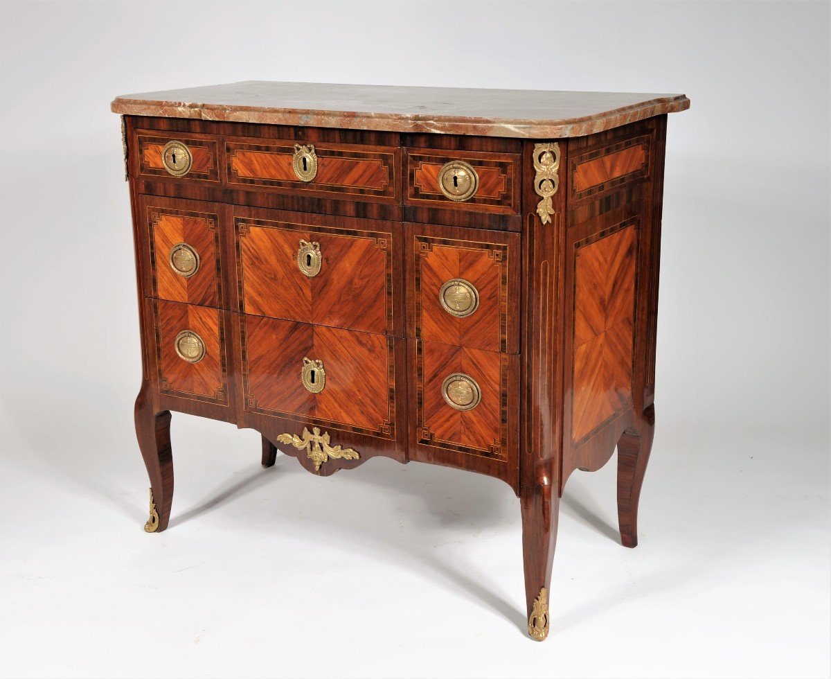 Stamped P. Denizot - Elegant Transition Commode In Rosewood - XVIII Century-photo-1