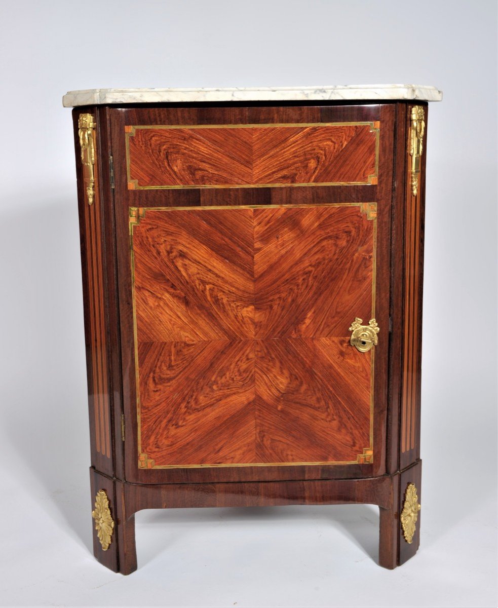 Stamped J. Birckle - Pair Of Inlaid Corners - Louis XV Period-photo-2