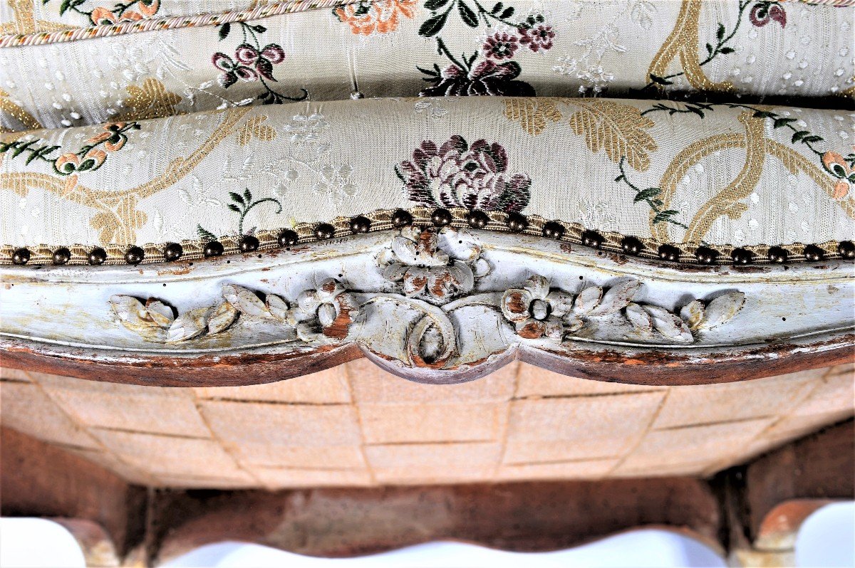     Estampillée « Bauve » - Elégante Bergère à Dossier Plat à Epaulement – Epoque Louis XV-photo-2