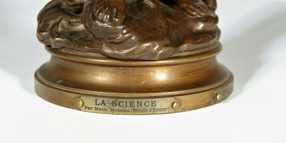 "science", Bronze With Brown Patina Signed Mathurin Moreau-photo-4