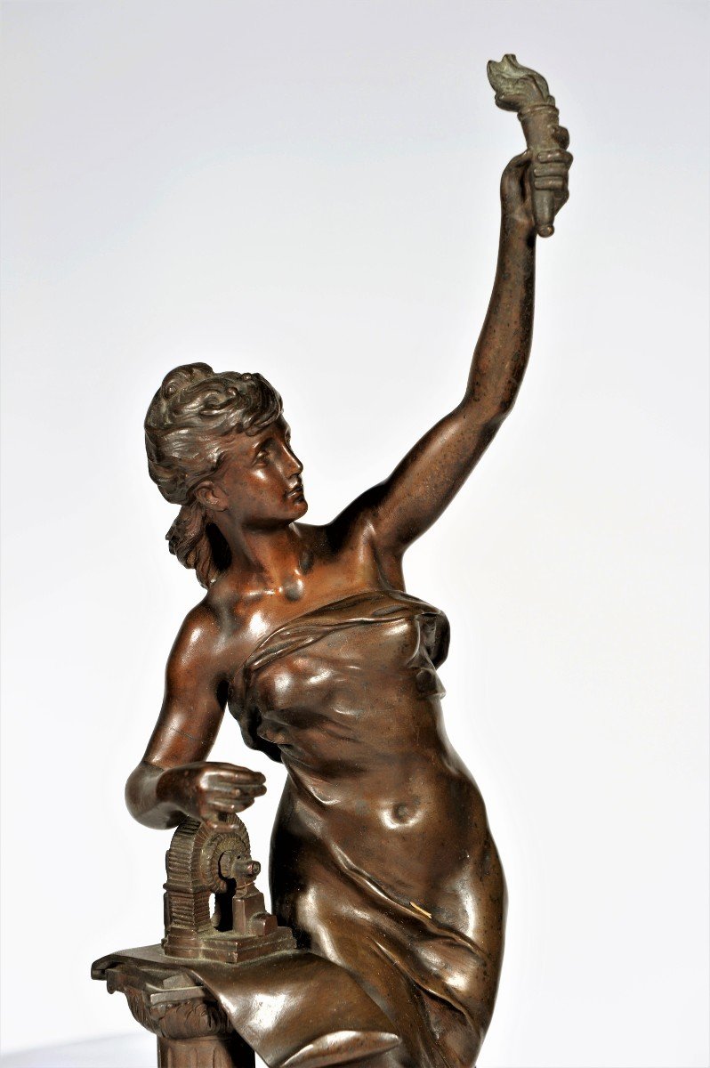 "science", Bronze With Brown Patina Signed Mathurin Moreau