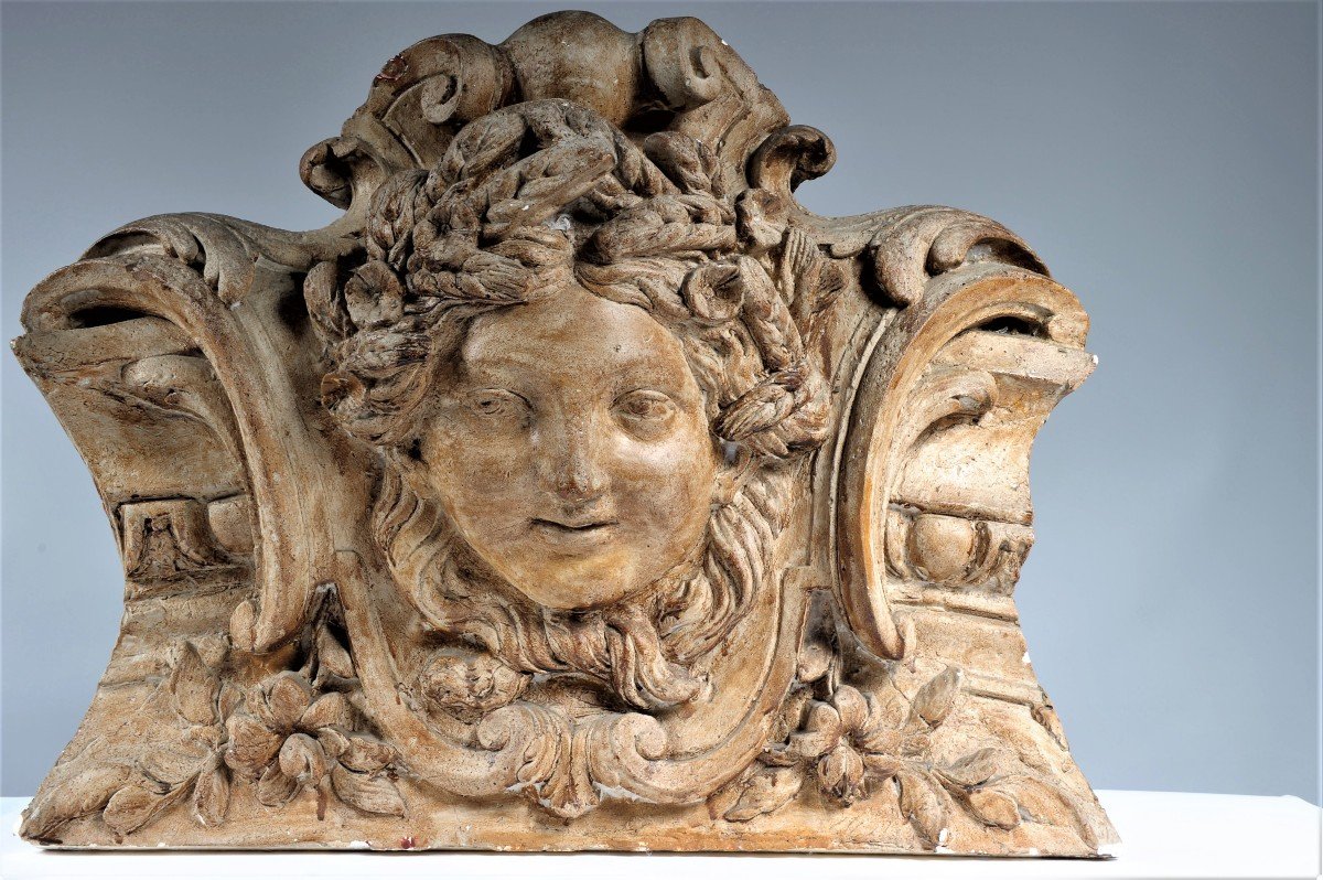   Decorative Element In Plaster Carved In Bas Relief - Early Nineteenth-photo-2