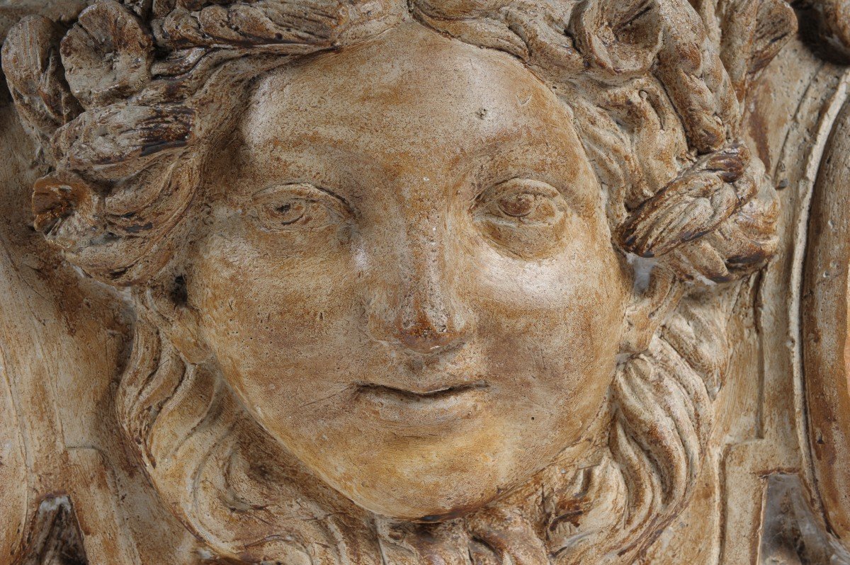   Decorative Element In Plaster Carved In Bas Relief - Early Nineteenth-photo-3