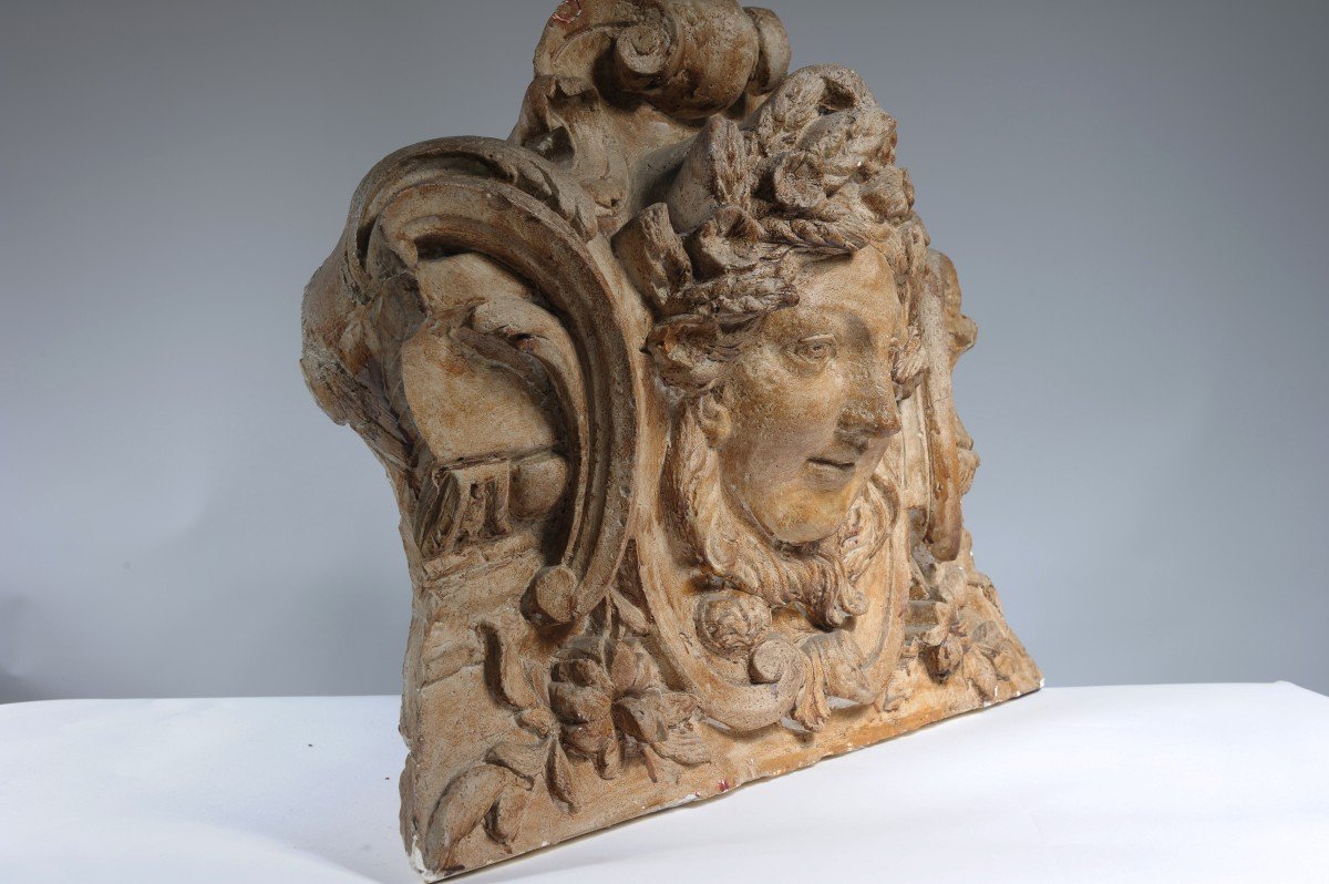   Decorative Element In Plaster Carved In Bas Relief - Early Nineteenth-photo-3