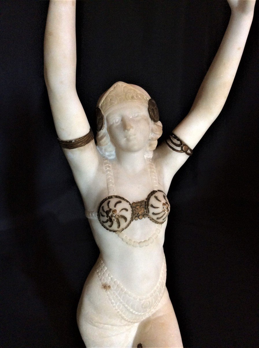    Danseuse Orientale - Statue En Albâtre - Alberto Saccardi-photo-2