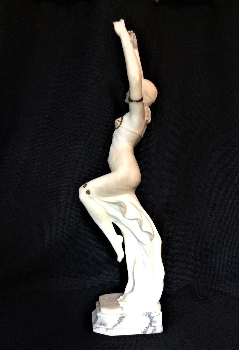    Danseuse Orientale - Statue En Albâtre - Alberto Saccardi-photo-3