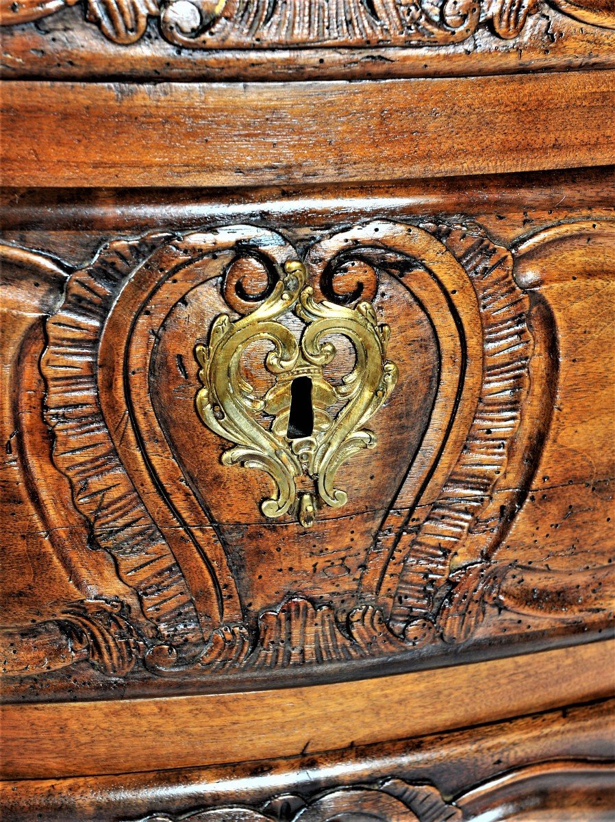    Chest Of Drawers With Slightly Curved Front - Rhône Valley - Louis XV Period-photo-4