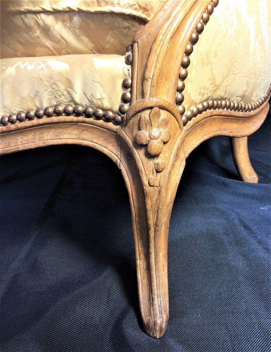  Stamped “…cartign…” - Bergère In Natural Wood – Louis XV Period-photo-4