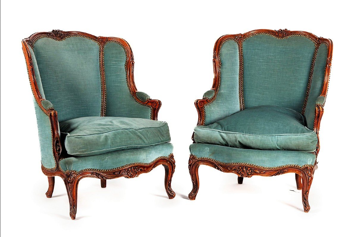 Paire De Bergères En Bois Naturel – Epoque Louis XV – XVIIIème siècle