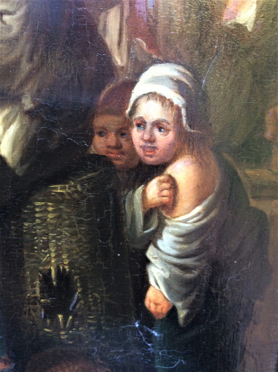    Peintre Et Sa Famille - Huile Sur Panneau - Andries Booth (d'après) - XVIIème Siècle-photo-3