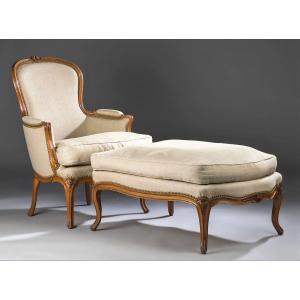 Stamped H . Amand- Beautiful Broken Duchess In Sculpted  Molded Beech- Louis XV Period