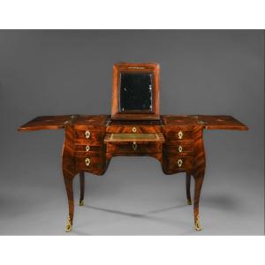 Estampillée HANSEN - Coiffeuse Louis XV en bois de violette - Epoque XVIII