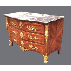 Estampillée  E.  DOIRAT  - Commode Régence A Ressaut Central – Epoque Régence