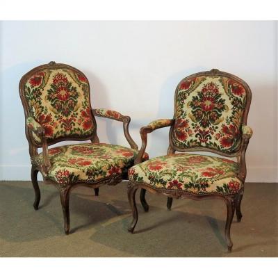 REMISE DE 25\% - Estampillés AMAND , Paire De Fauteuils à La Reine - XVIIIème
