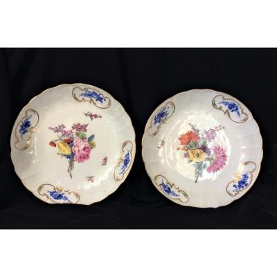 From 26.09 To 16.10: 20% Discount  -  Meissen - Pair Of Porcelain Fruit Plates - Late Eighteenth Century