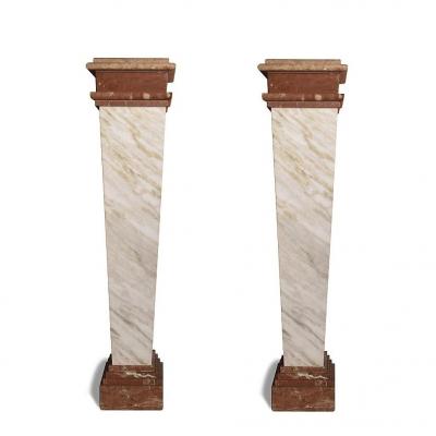  Pair Of Louis XIV Sheaths In Veined Marble - XIXth Century