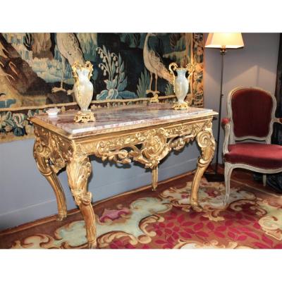 Table Ou Console De Milieu En Bois Doré Et Sculpté – Epoque Régence