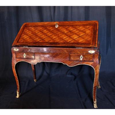 Double Estampille "MIGEON - HEDOUIN" - Bureau A Pente dit Dos d'Âne -  Louis XV