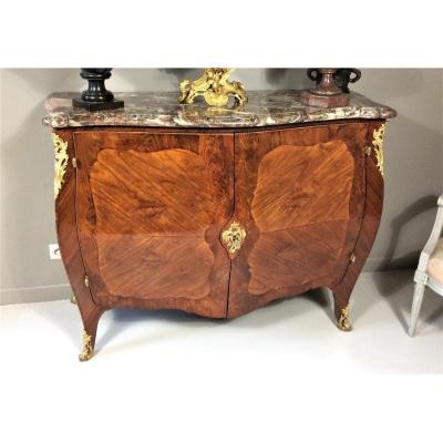 Attributed To Joubert - Exceptional Curved Commode With Doors - Louis XV Period